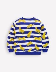 Printed Sweatshirt - Bright Blue Leopard Stripe