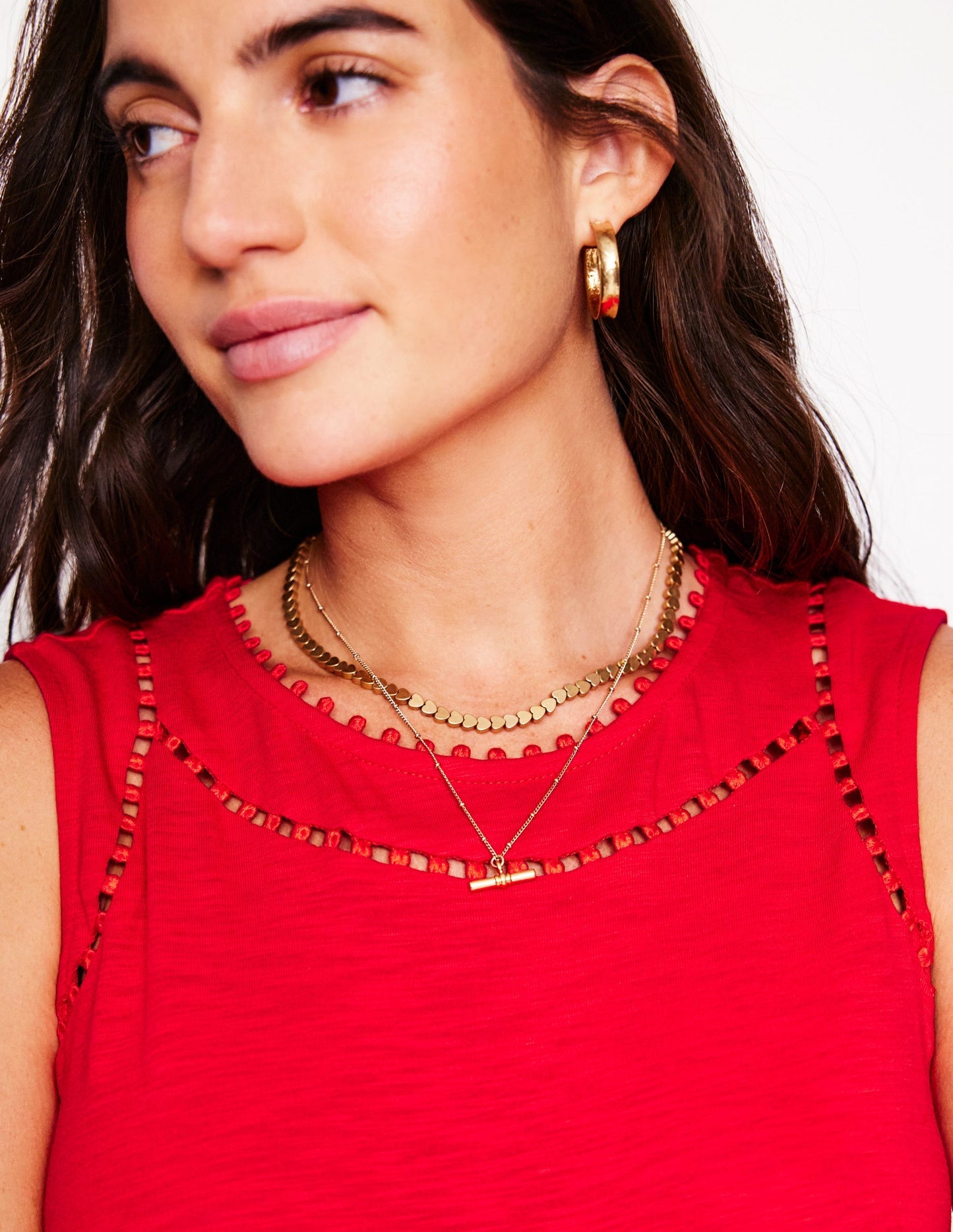 Mila Trim Tiered Jersey Dress - Poppy Red