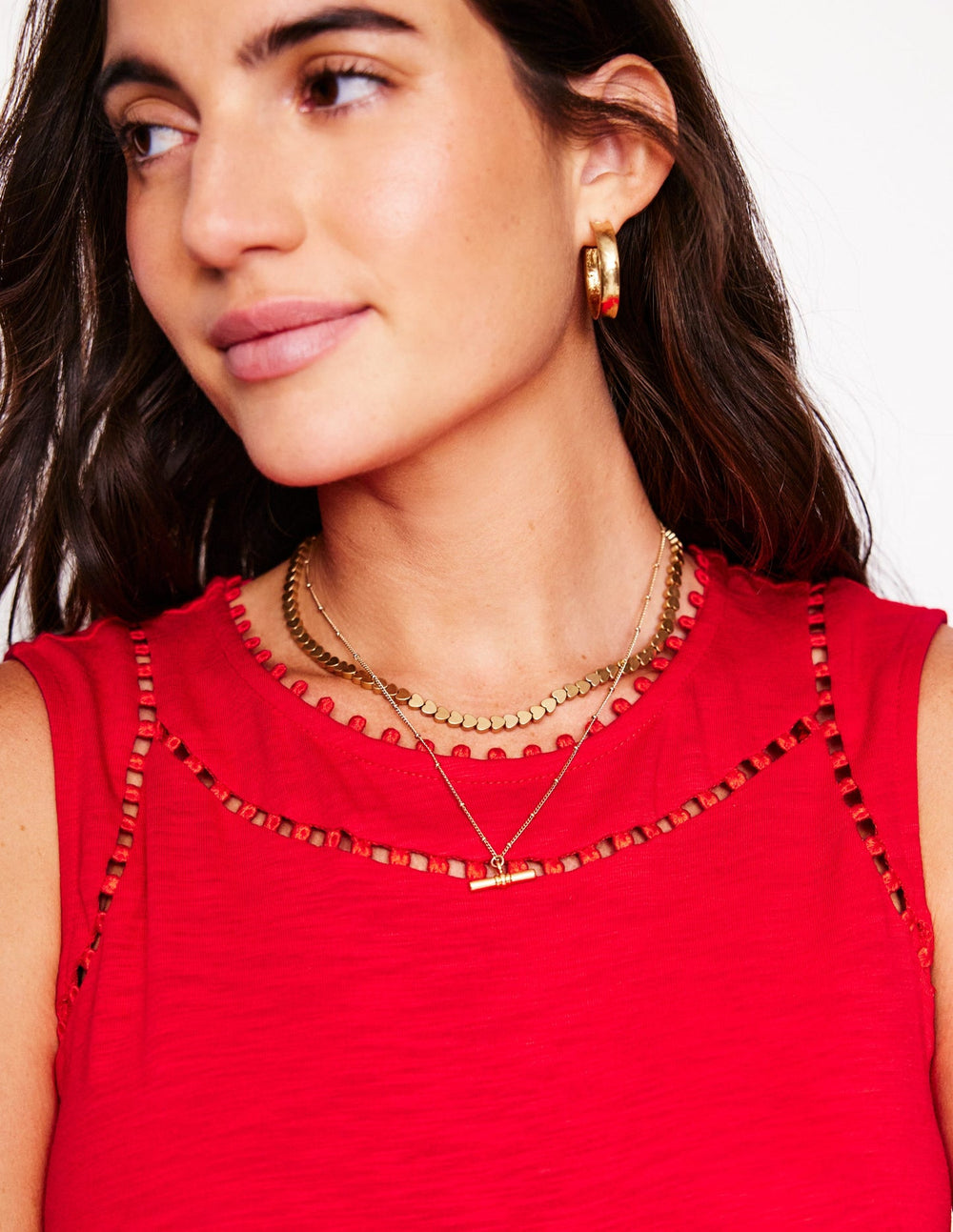 Mila Trim Tiered Jersey Dress - Poppy Red
