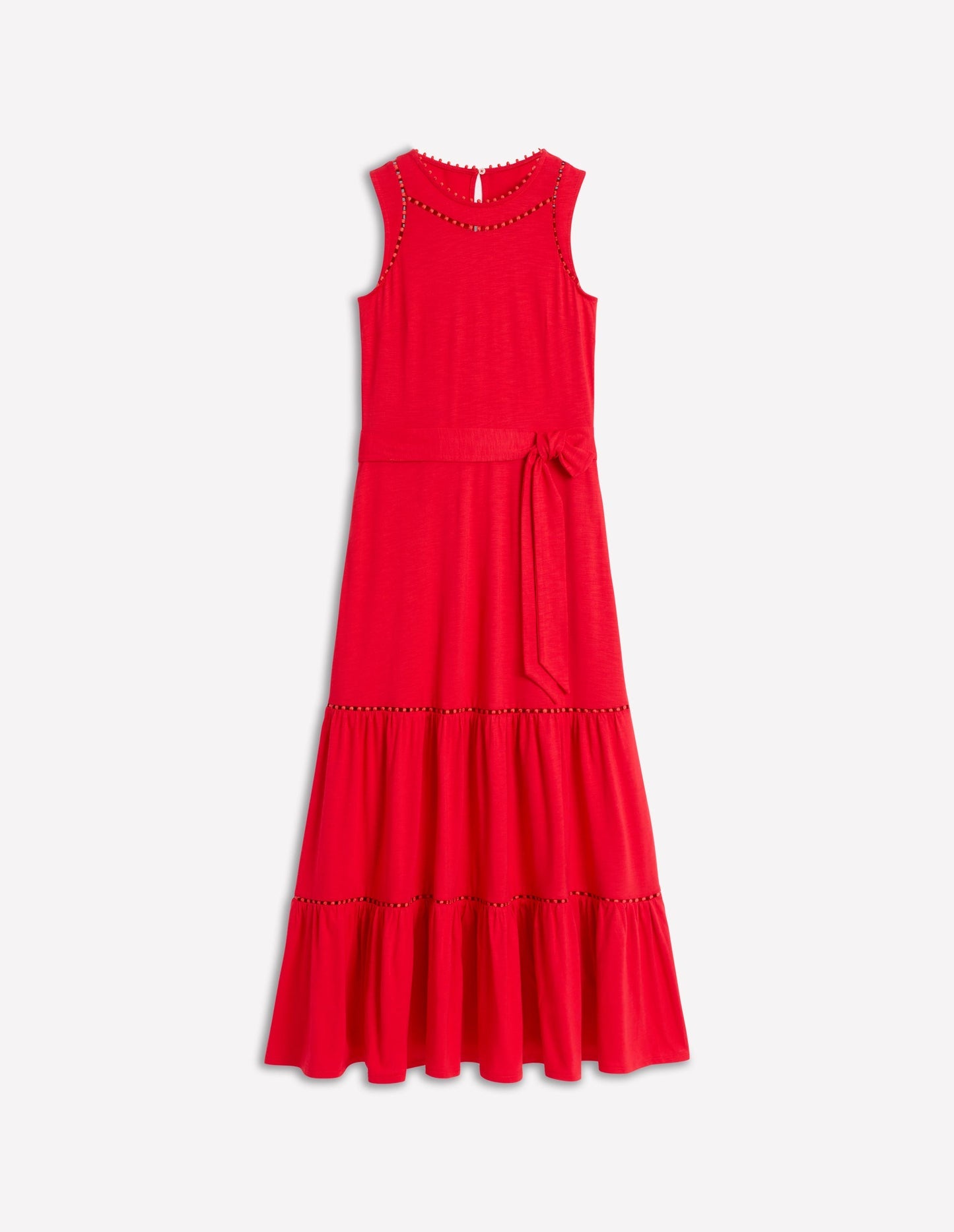 Mila Trim Tiered Jersey Dress - Poppy Red
