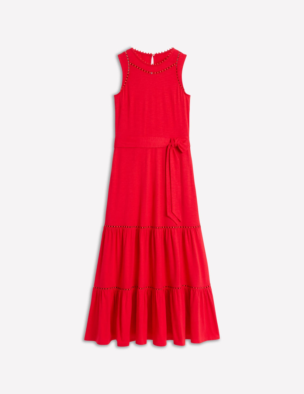 Mila Trim Tiered Jersey Dress - Poppy Red