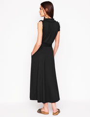 Aria Broderie Trim Midi Dress - Black