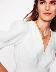 Anna Double Cloth Midi Dress - White