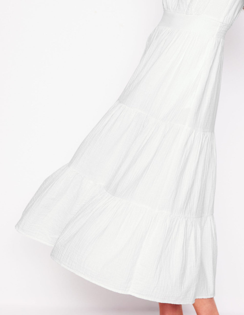 Anna Double Cloth Midi Dress - White