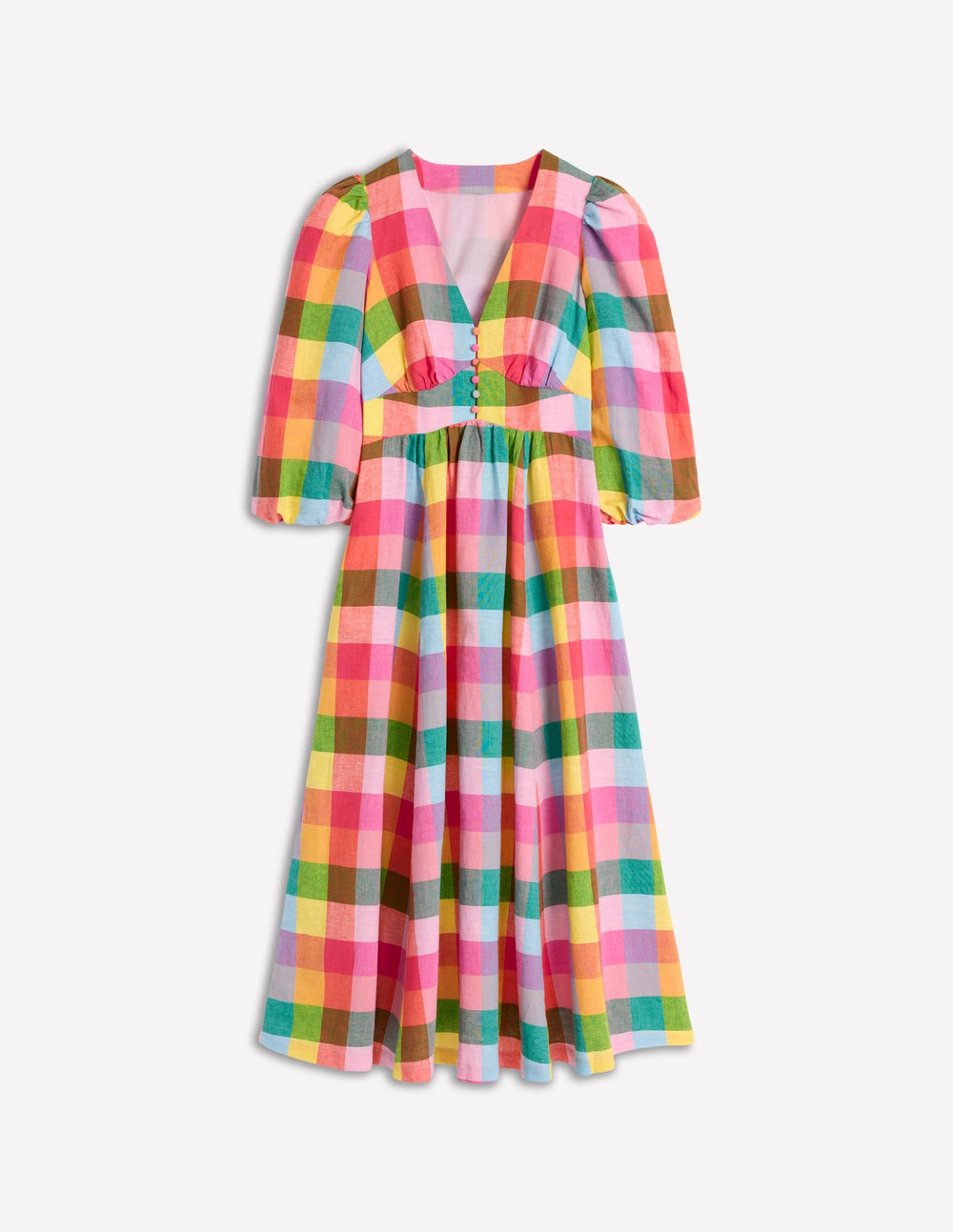 Lola Blouson Maxi Dress - Rainbow Multigingham