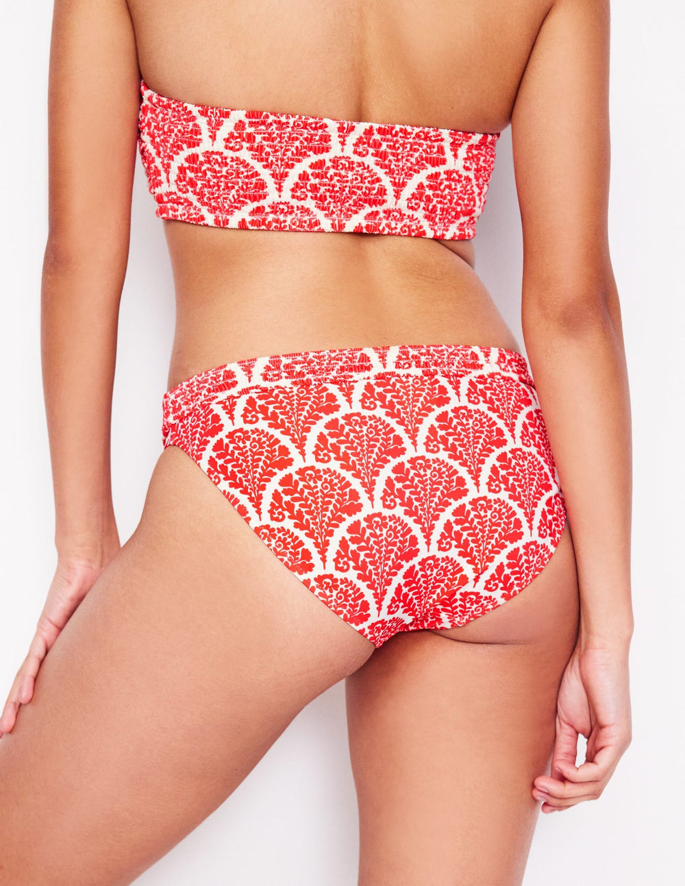 Milos Smocked Bikini Bottoms - Jam Red, Blossomy