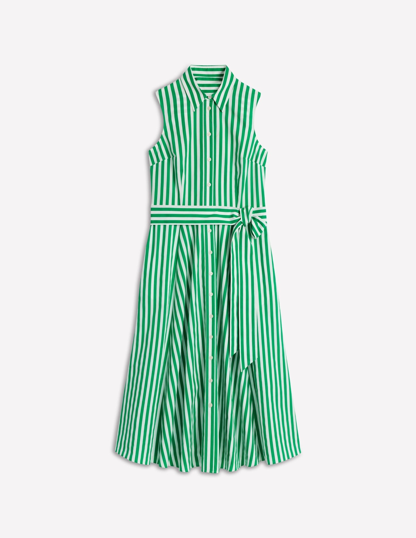 Amy Sleeveless Shirt Dress - Rich Emerald Stripe