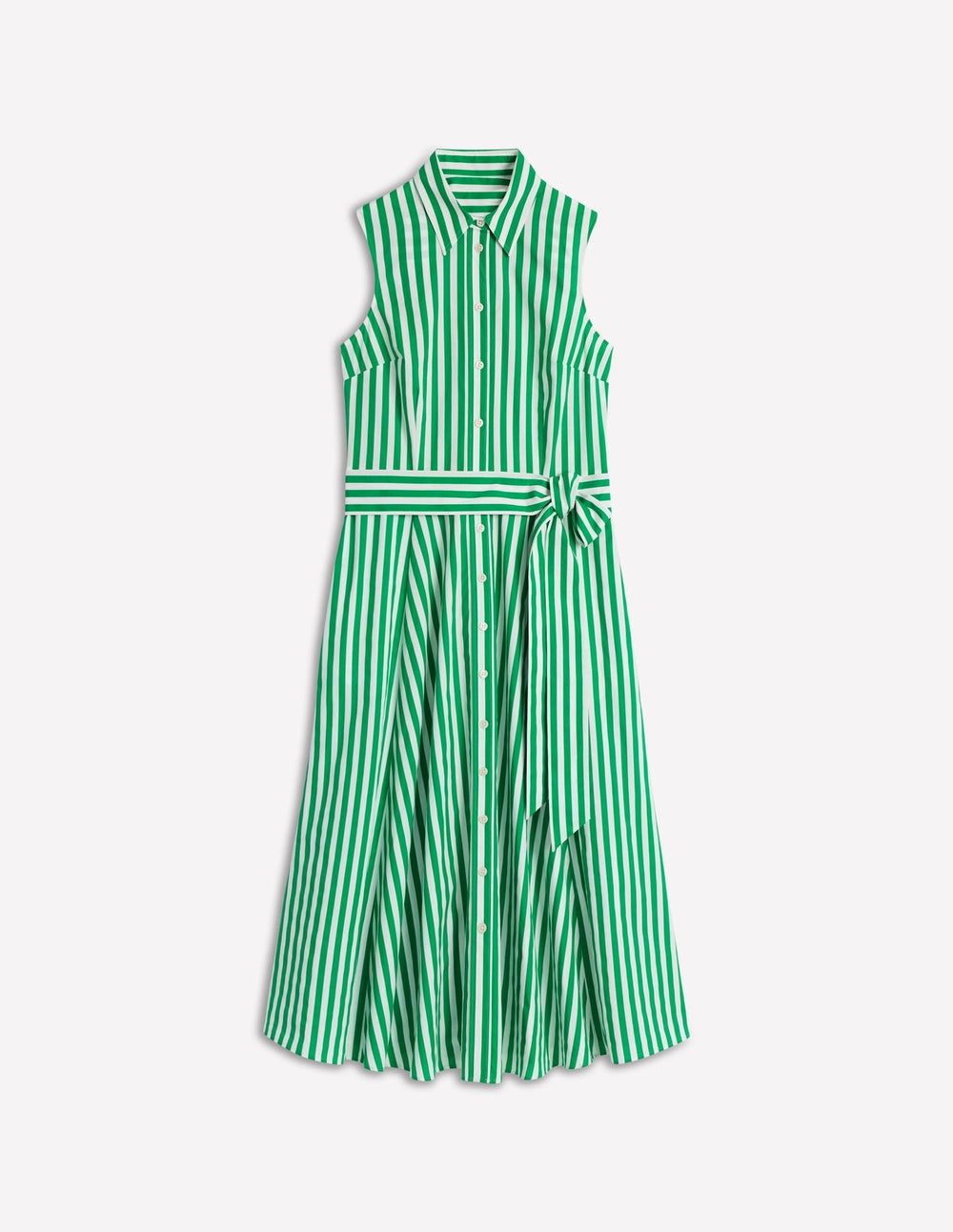 Amy Sleeveless Shirt Dress - Rich Emerald Stripe