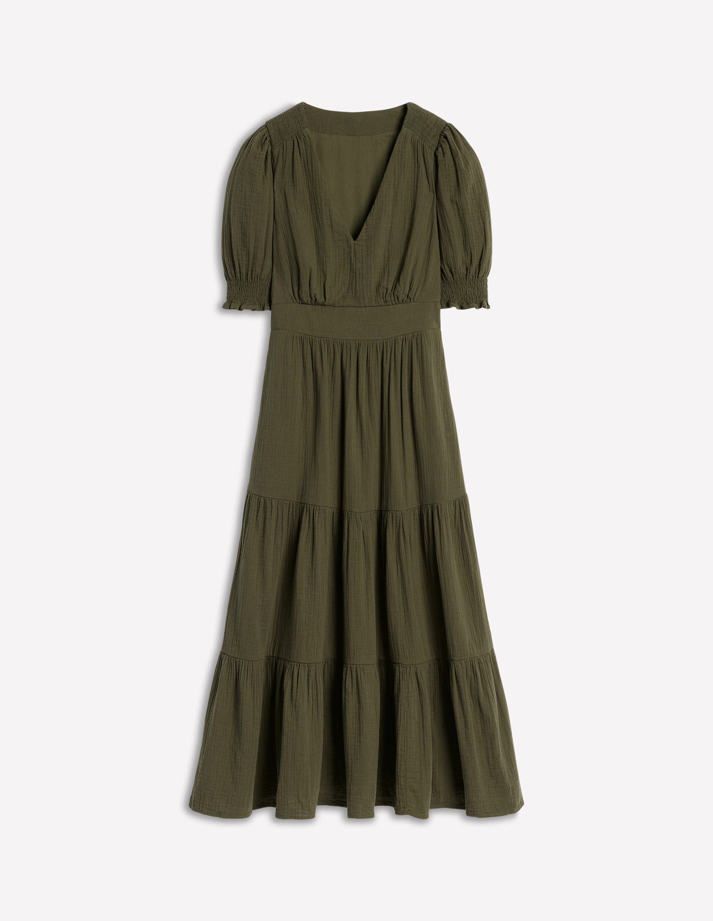 Anna Double Cloth Midi Dress - Woodland Green