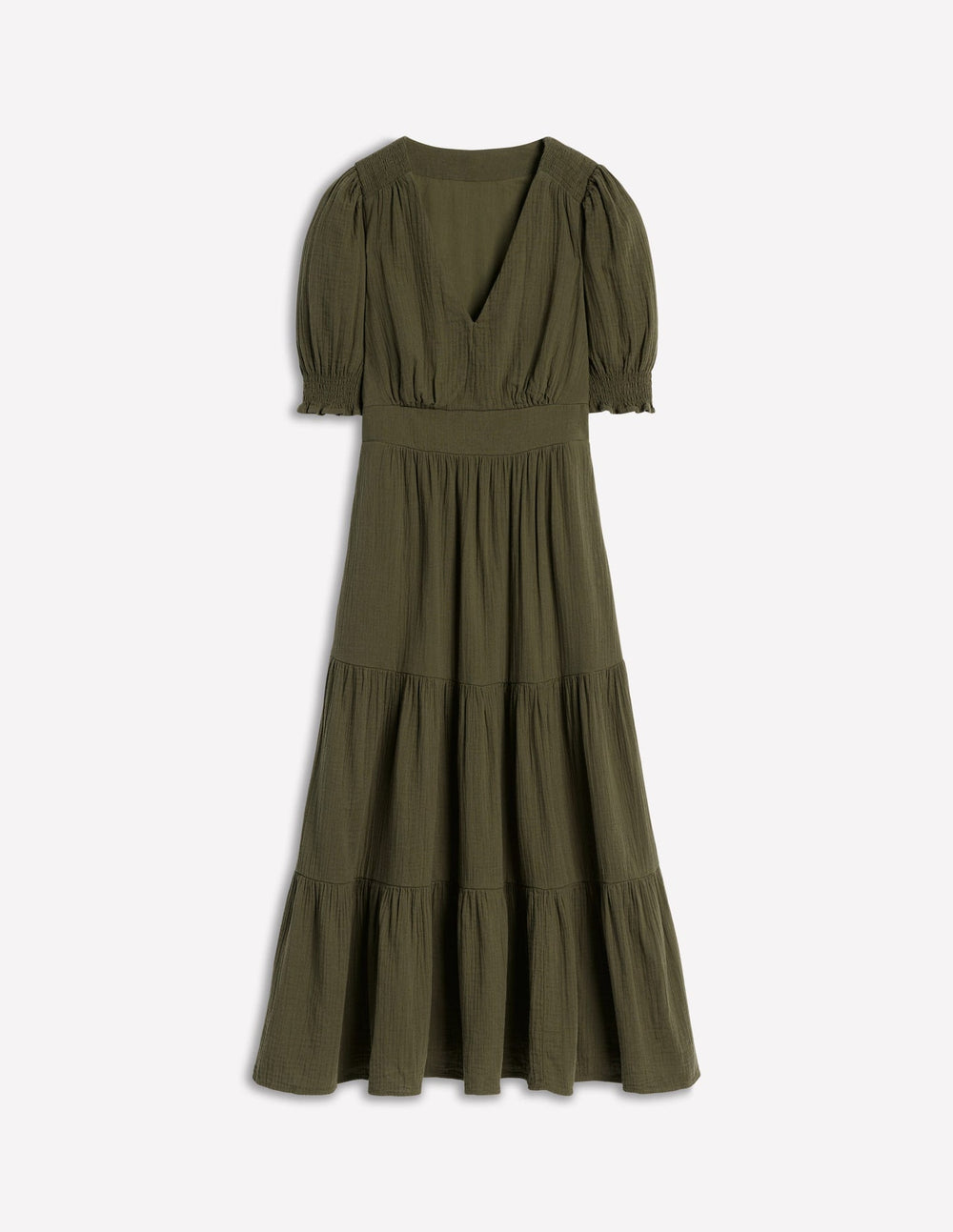 Anna Double Cloth Midi Dress - Woodland Green