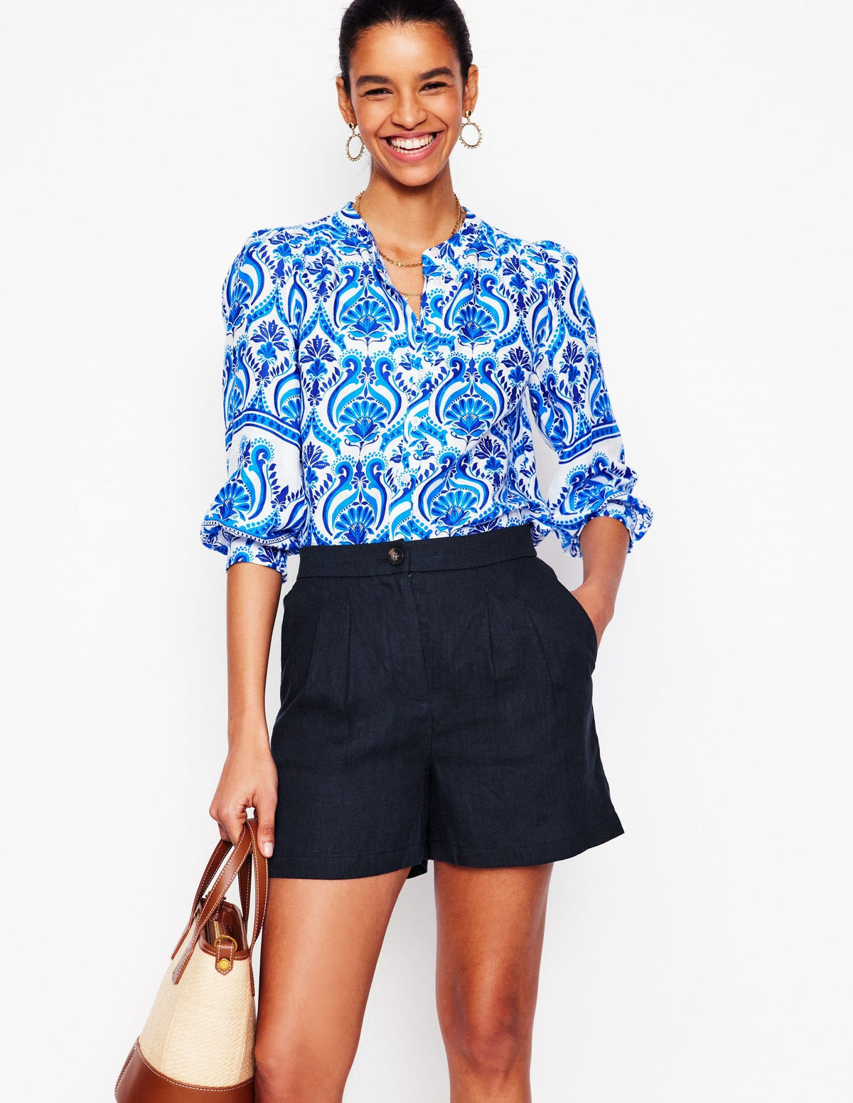Dulwich Linen Shorts - Navy