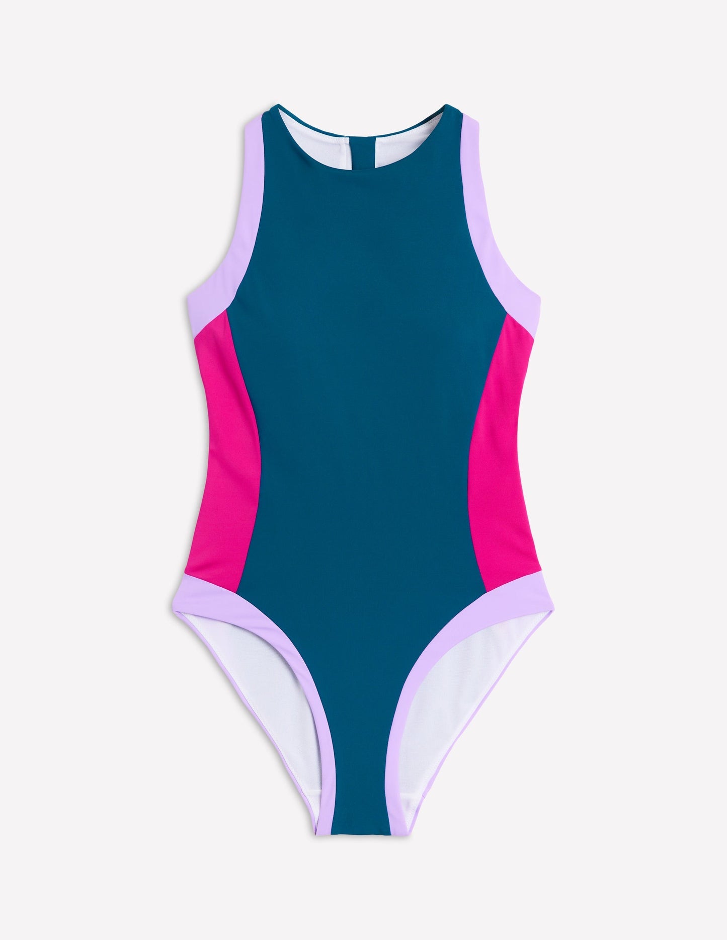 Sporty Zip Back Swimsuit - Oceanside Blue