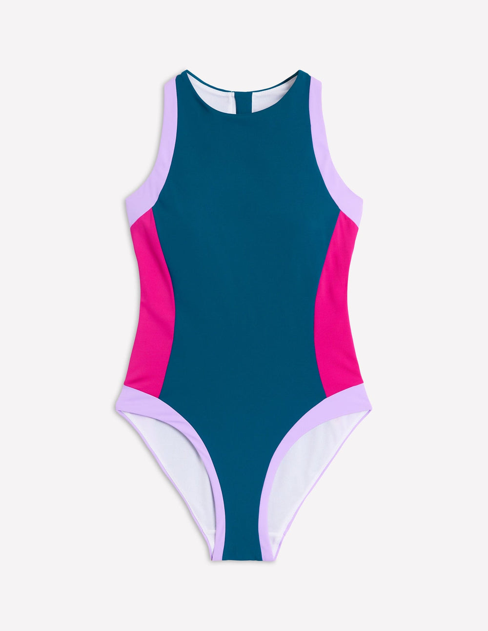 Sporty Zip Back Swimsuit - Oceanside Blue
