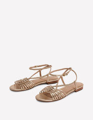 Multi Strap Flat Sandal - Gold