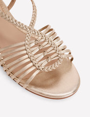 Multi Strap Flat Sandal - Gold