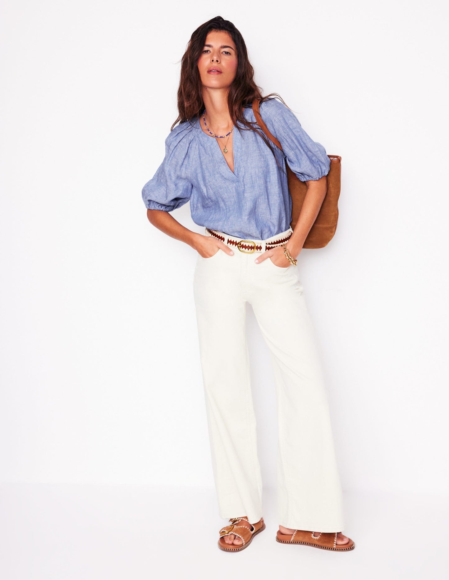Brooke Linen Top - Chambray