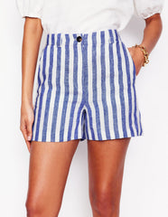 Westbourne Linen Shorts - Bright Blue Stripe