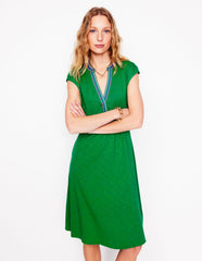 Chloe Embroidered Short Dress - Rich Emerald