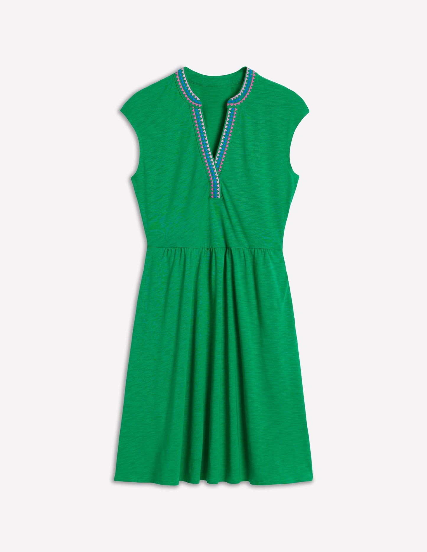 Chloe Embroidered Short Dress - Rich Emerald
