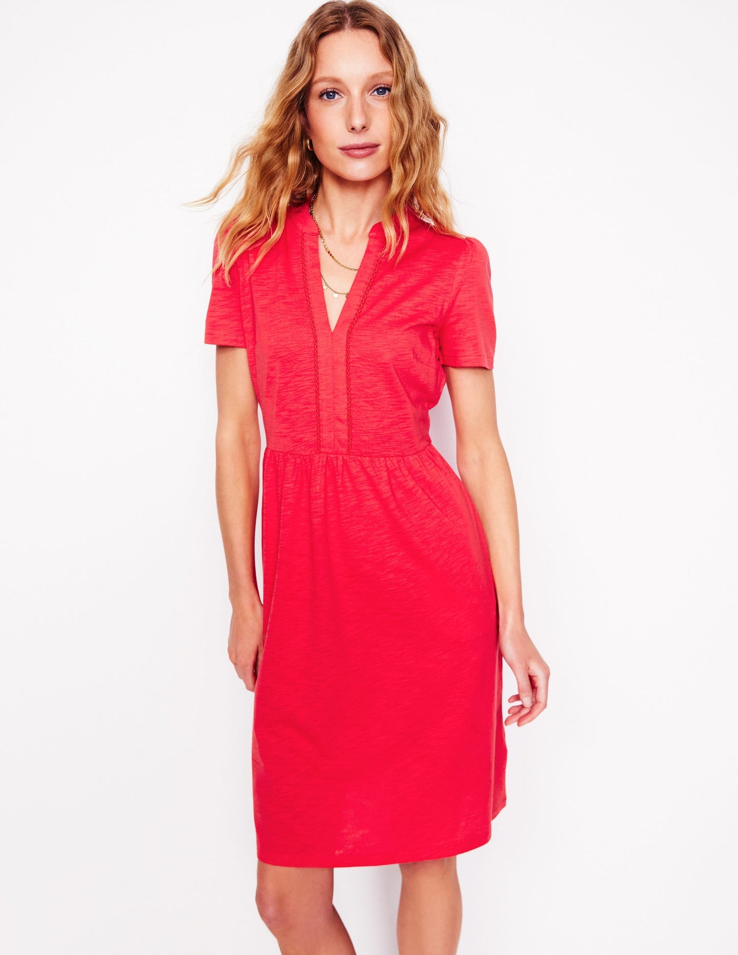 Naomi Short Sleeve Dress - Strawberry Tart Red