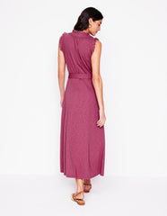 Aria Broderie Trim Midi Dress - Plum Purple