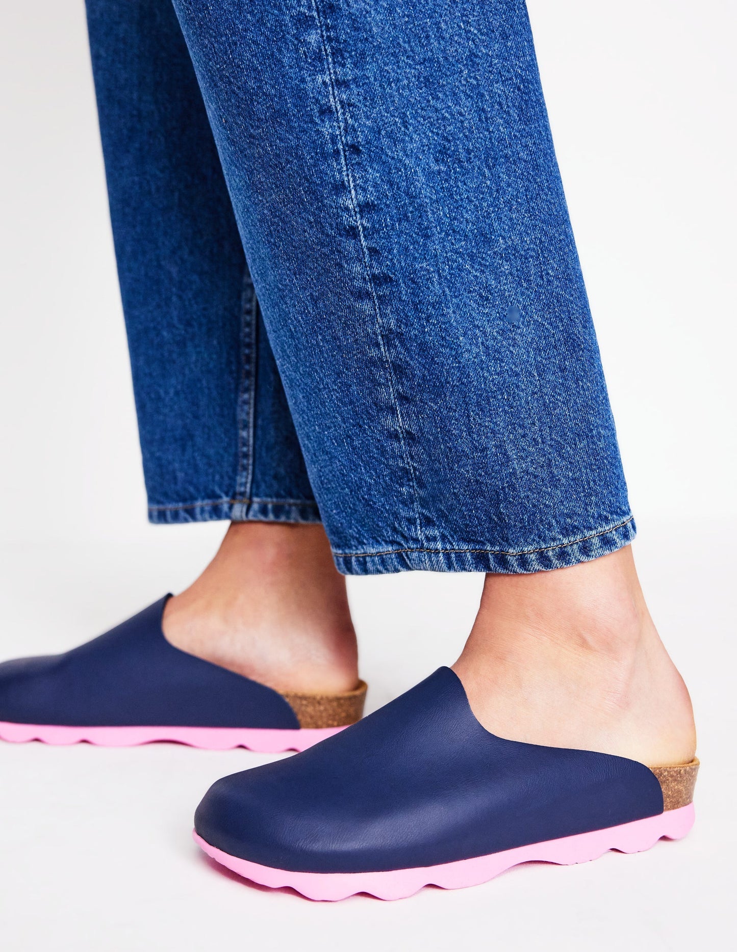 Lyla Colour Block Clogs - Navy/Soft Pink