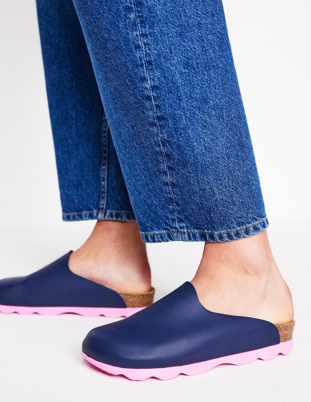 Lyla Colour Block Clogs - Navy/Soft Pink