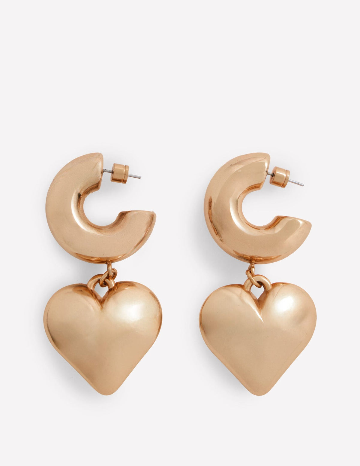 Chunky Heart Hoop Earrings - Gold