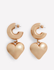 Chunky Heart Hoop Earrings - Gold