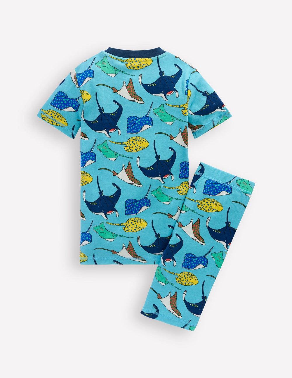 Snug Short John Pajamas - Caribbean Blue Rays