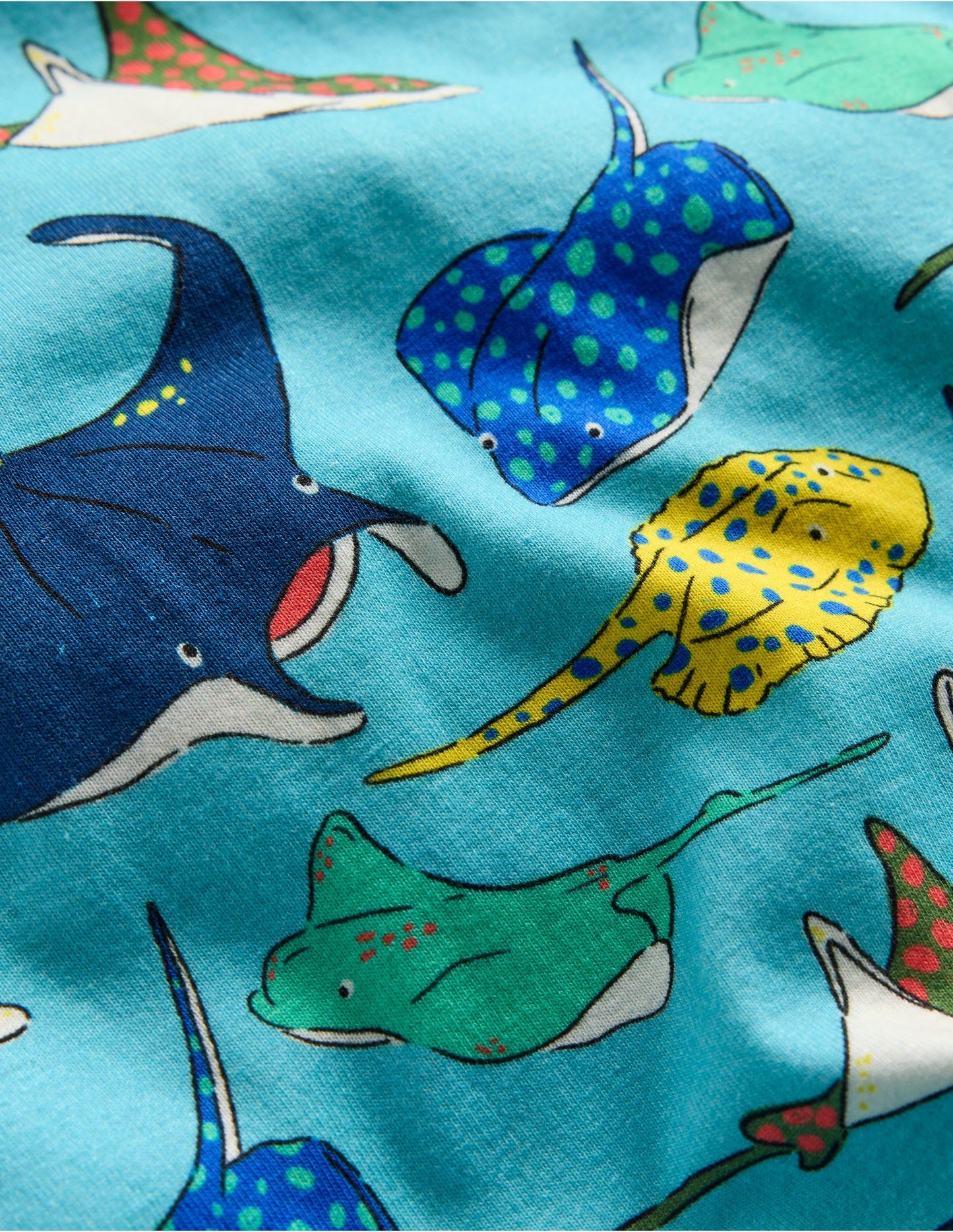 Snug Short John Pajamas - Caribbean Blue Rays