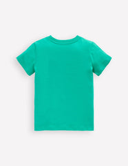 Short Sleeve Riso T-shirt - Aquamarine Blue Jungle Animals