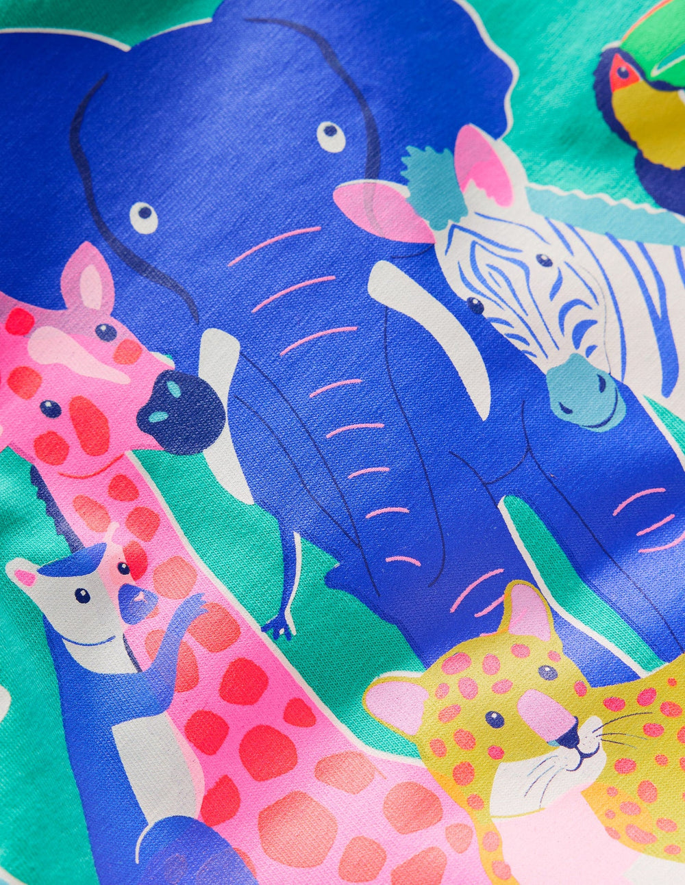 Short Sleeve Riso T-shirt - Aquamarine Blue Jungle Animals