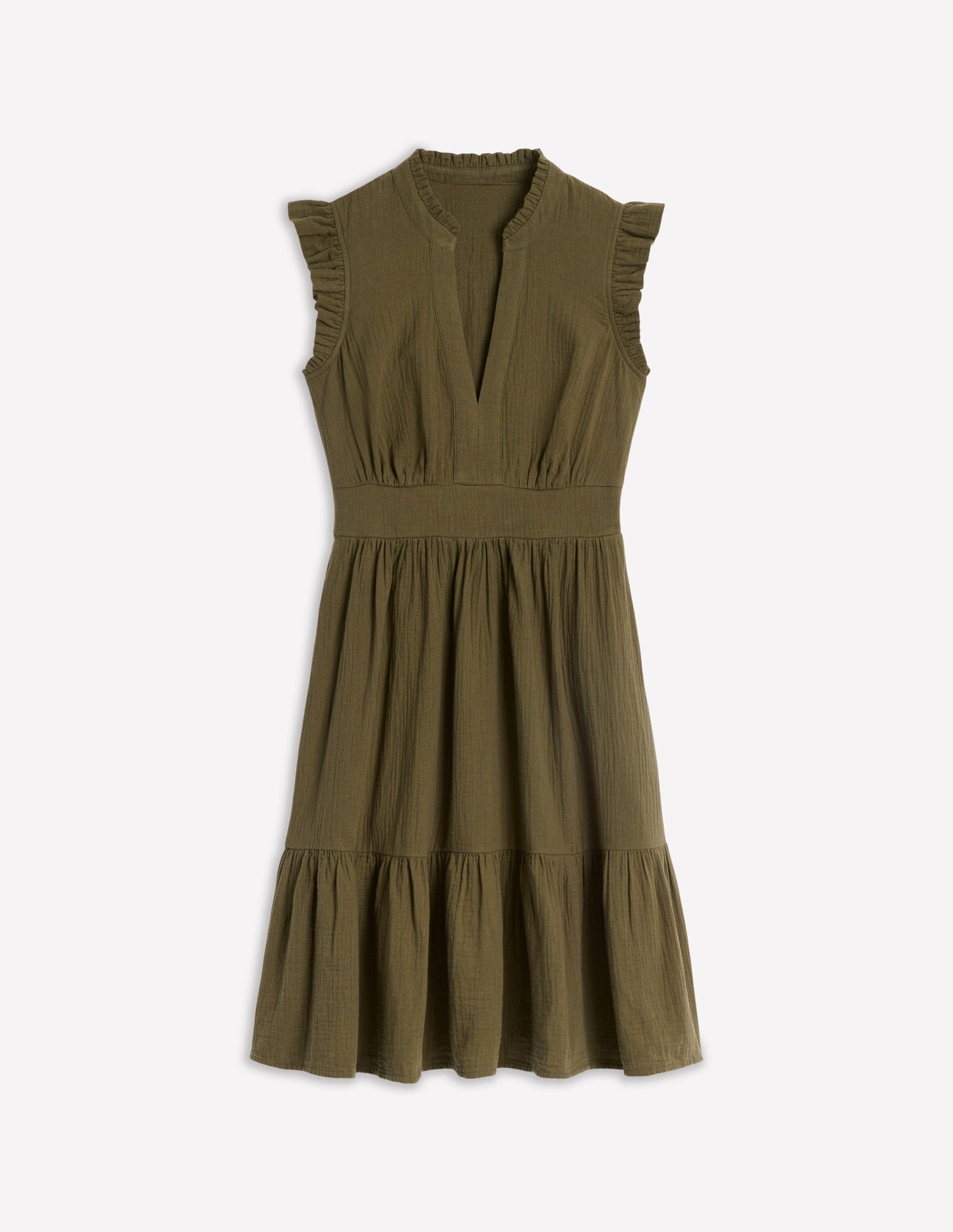 Wren Double Cloth Short Dress - Woodland Green