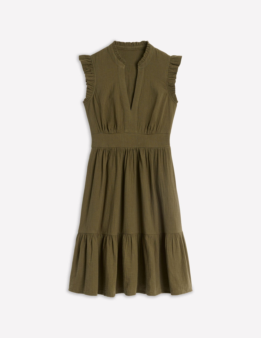Wren Double Cloth Short Dress - Woodland Green
