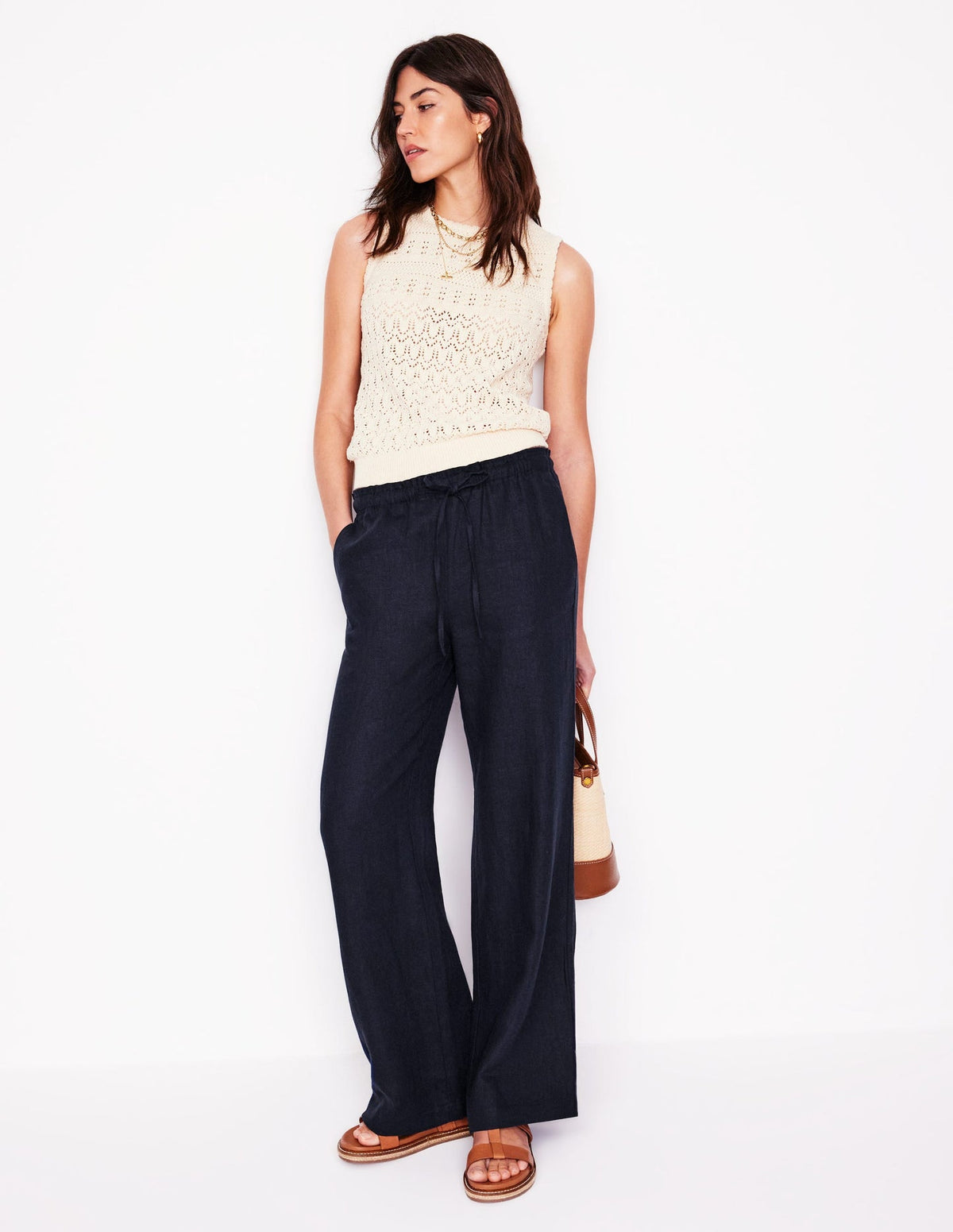 Islington Linen Pants - Navy
