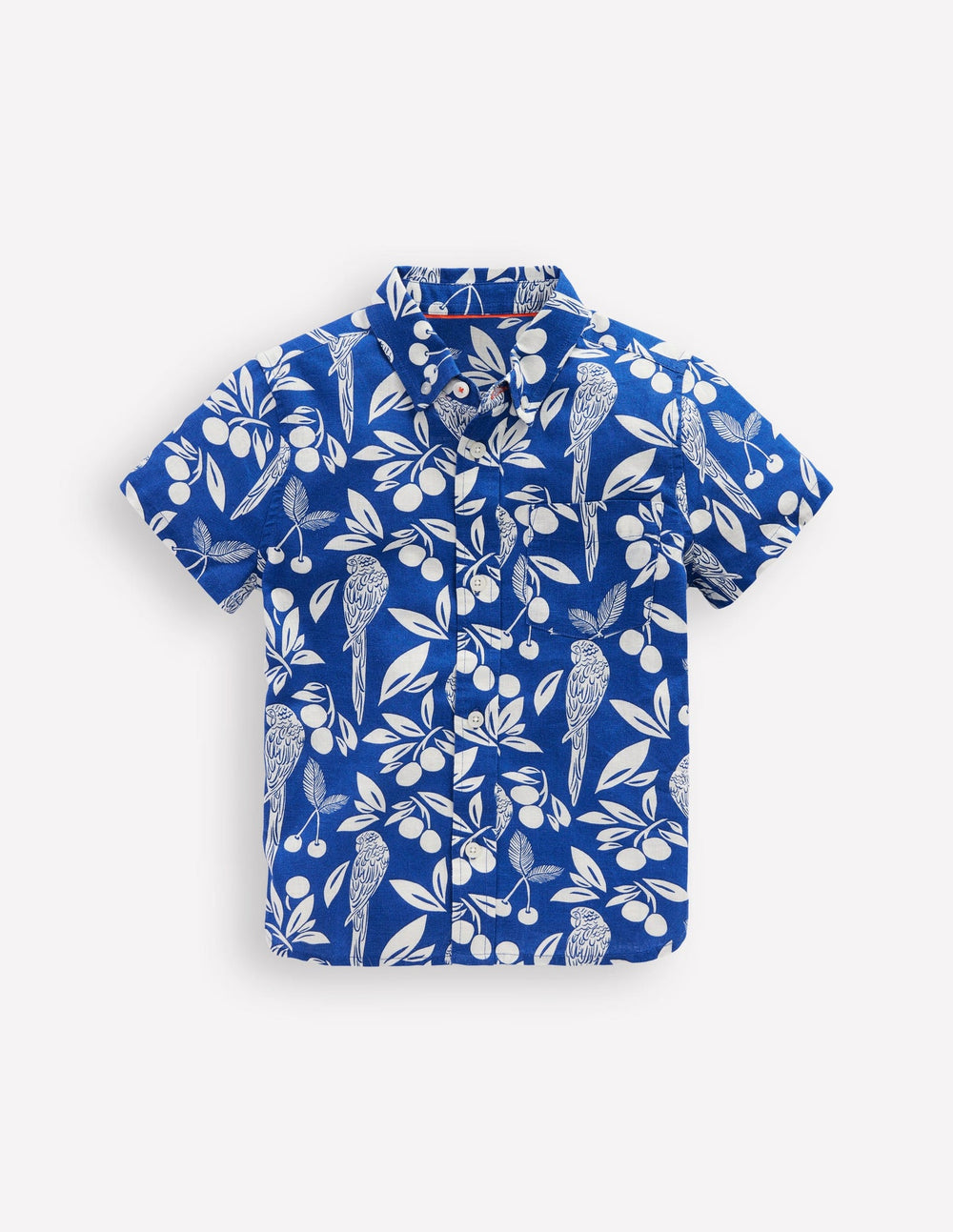 Cotton Linen Shirt - Blue Parrot Palm