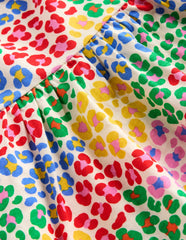 Posie Frill Sleeve Dress - Multi Rainbow Leopard