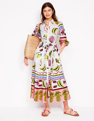 Clara Linen Blend Shirt Dress - Multi, Tropical Bonanza