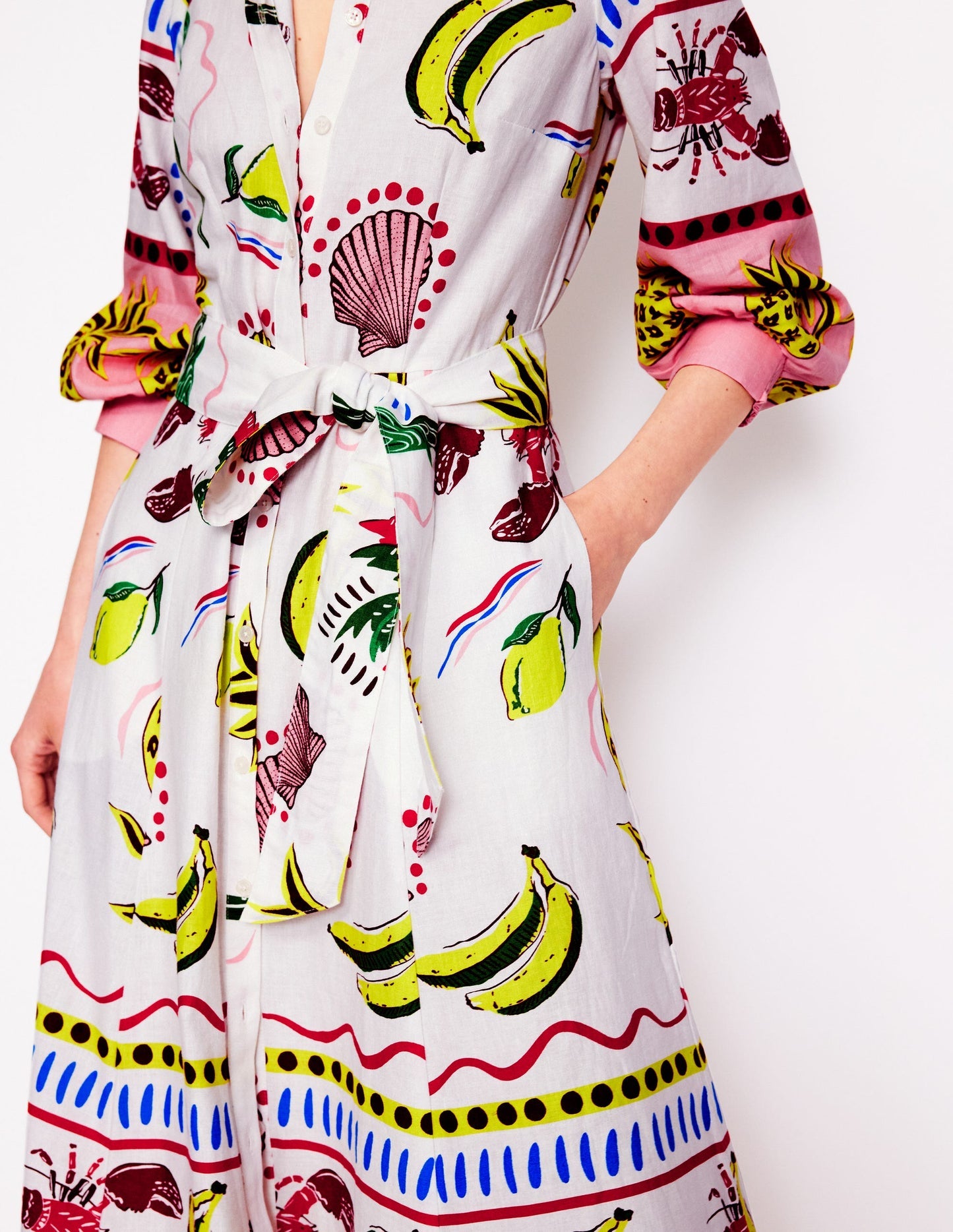 Clara Linen Blend Shirt Dress - Multi, Tropical Bonanza