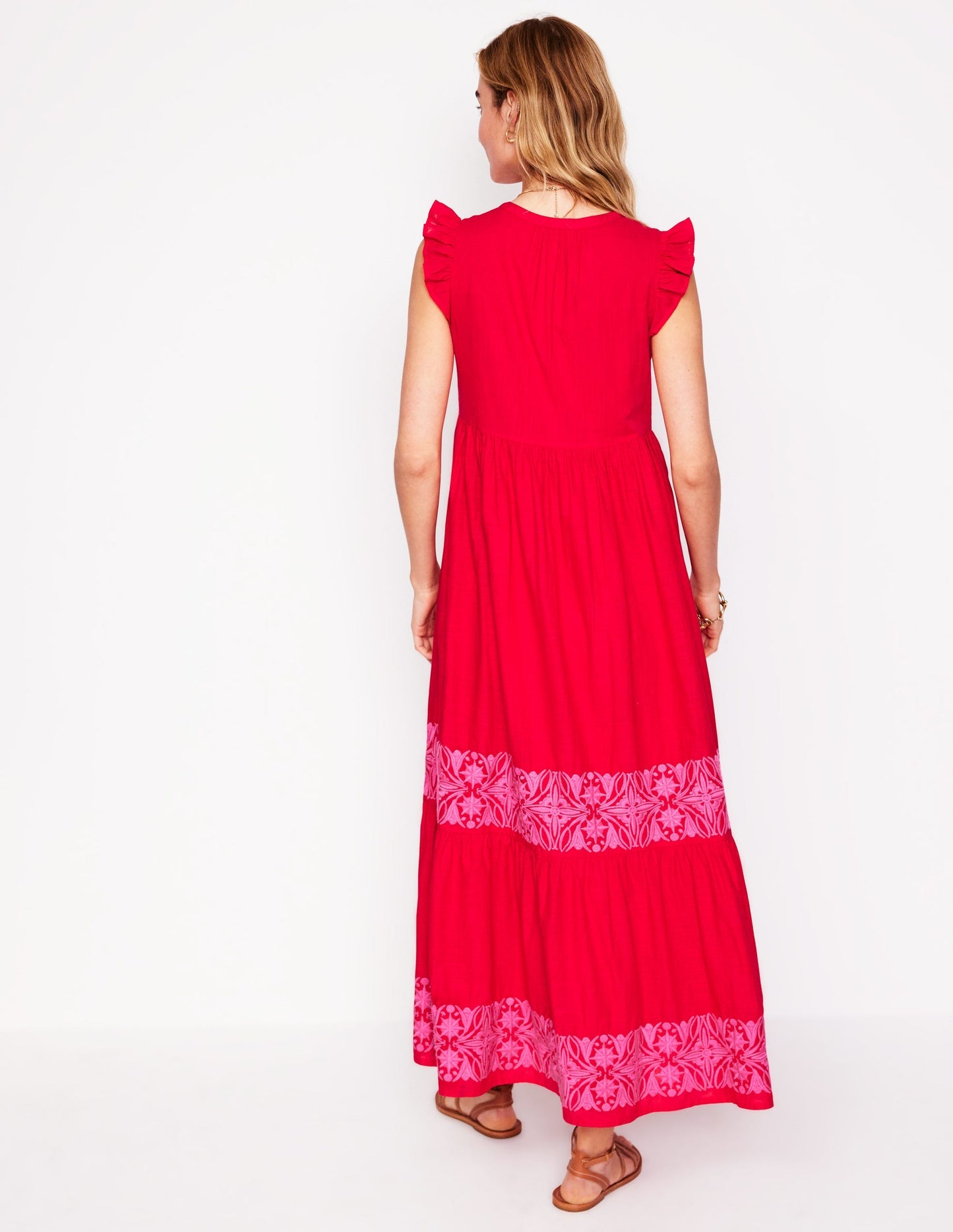 Tie Neck Tier Dress - Poppy Red