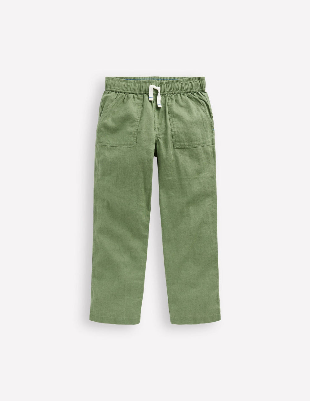 Cotton Linen Pull - On Pants - Newt Green
