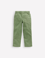 Cotton Linen Pull - On Pants - Newt Green