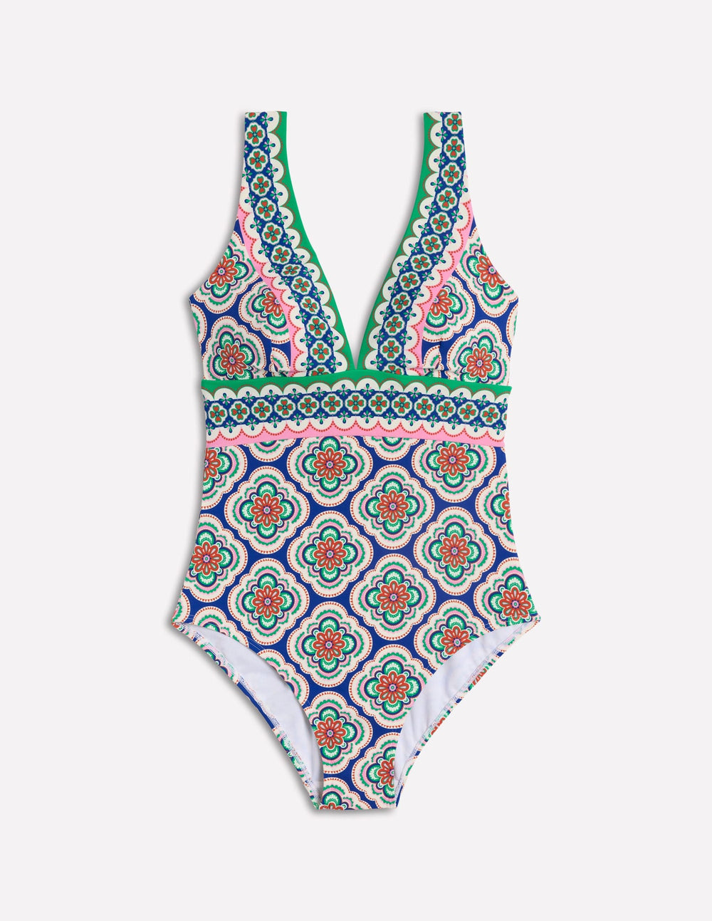 Porto V - Neck Swimsuit - Bright Blue, Botanic Blush