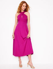 Cross Front Ponte Dress - Fuchsia