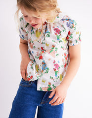 Woven Collared Top - Soft Ivory Flower Fairy
