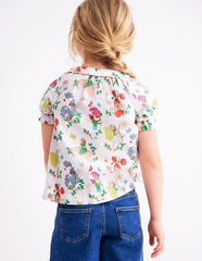 Woven Collared Top - Soft Ivory Flower Fairy