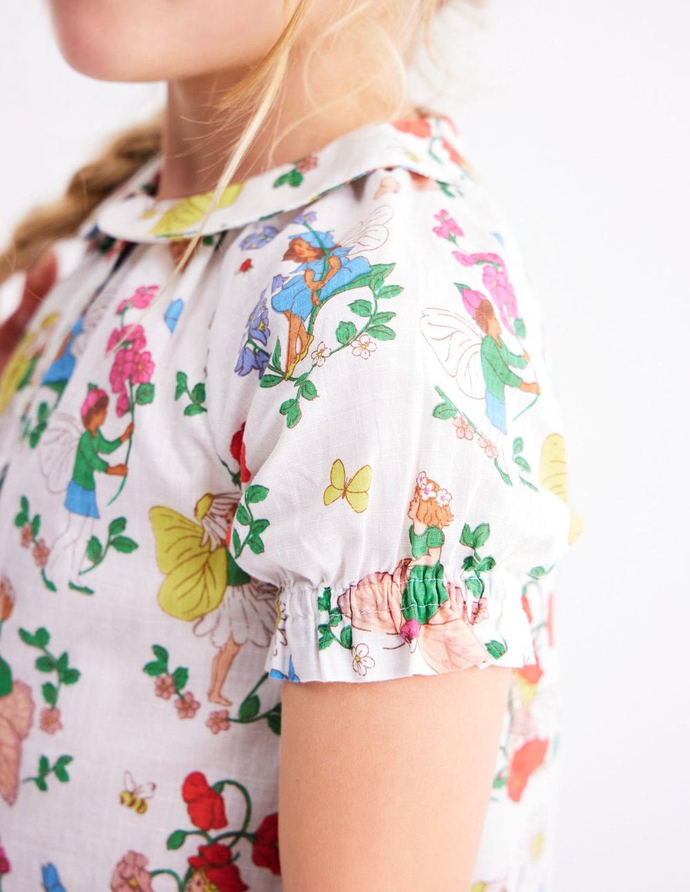 Woven Collared Top - Soft Ivory Flower Fairy