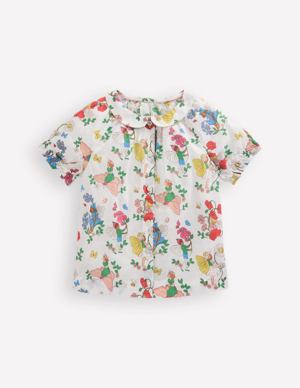 Woven Collared Top - Soft Ivory Flower Fairy