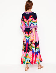 Maya Kimono Jersey Maxi Dress - Multi, Paradise Parrot
